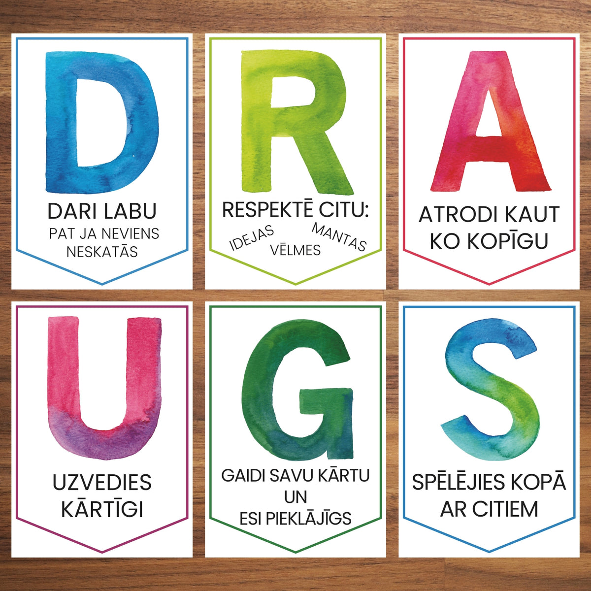 Plakāts un virtene DRAUGS - draudzības tēmas dekorācija bērnudārzam un skolai