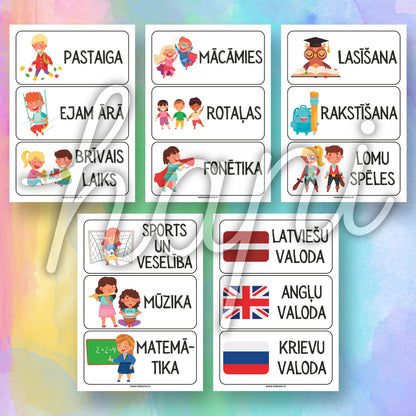 Dienas režīms plakāts - personalizējams stundu saraksts ar ciparnīcām