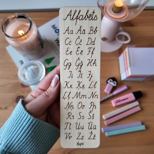 Koka grāmatzīme ar alfabētu hapi mācību materiāli