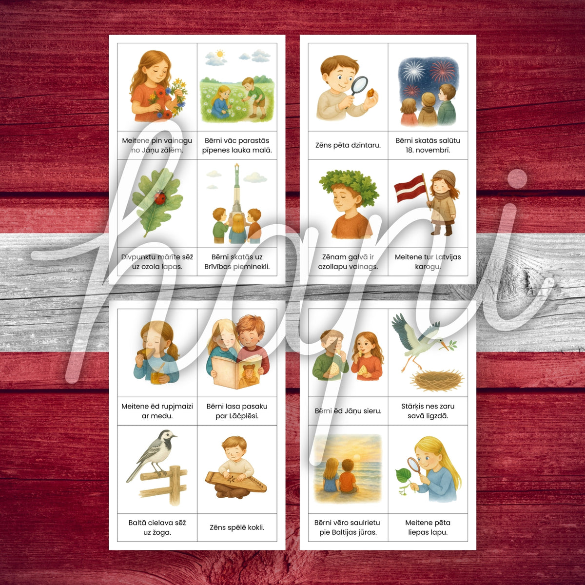 Lasīšanas kartītes par Latviju ar uzdevumiem lasīšanas prasmju attīstīšanai