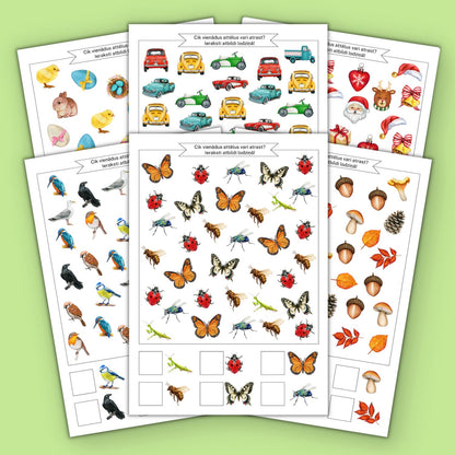 Saskaiti un ieraksti - skaitīšanas darba lapas bērniem līdz 10
