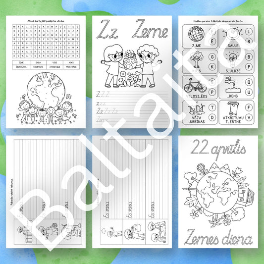 Zemes diena - darba lapas rakstīšanas uzdevumi par Zemi par Zemi baltaita mācību materiāli