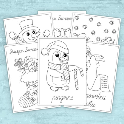 Ziemassvētku krāsojamās lapas bērniem – ziemas un svētku tēli