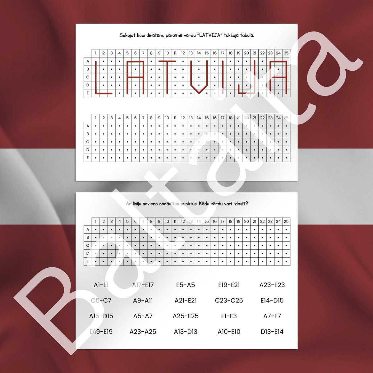 Gatavas darba lapas latviešu valodas un pilsētu nosaukumu apguvei ar dažādas sarežģītības vārdu mīklām