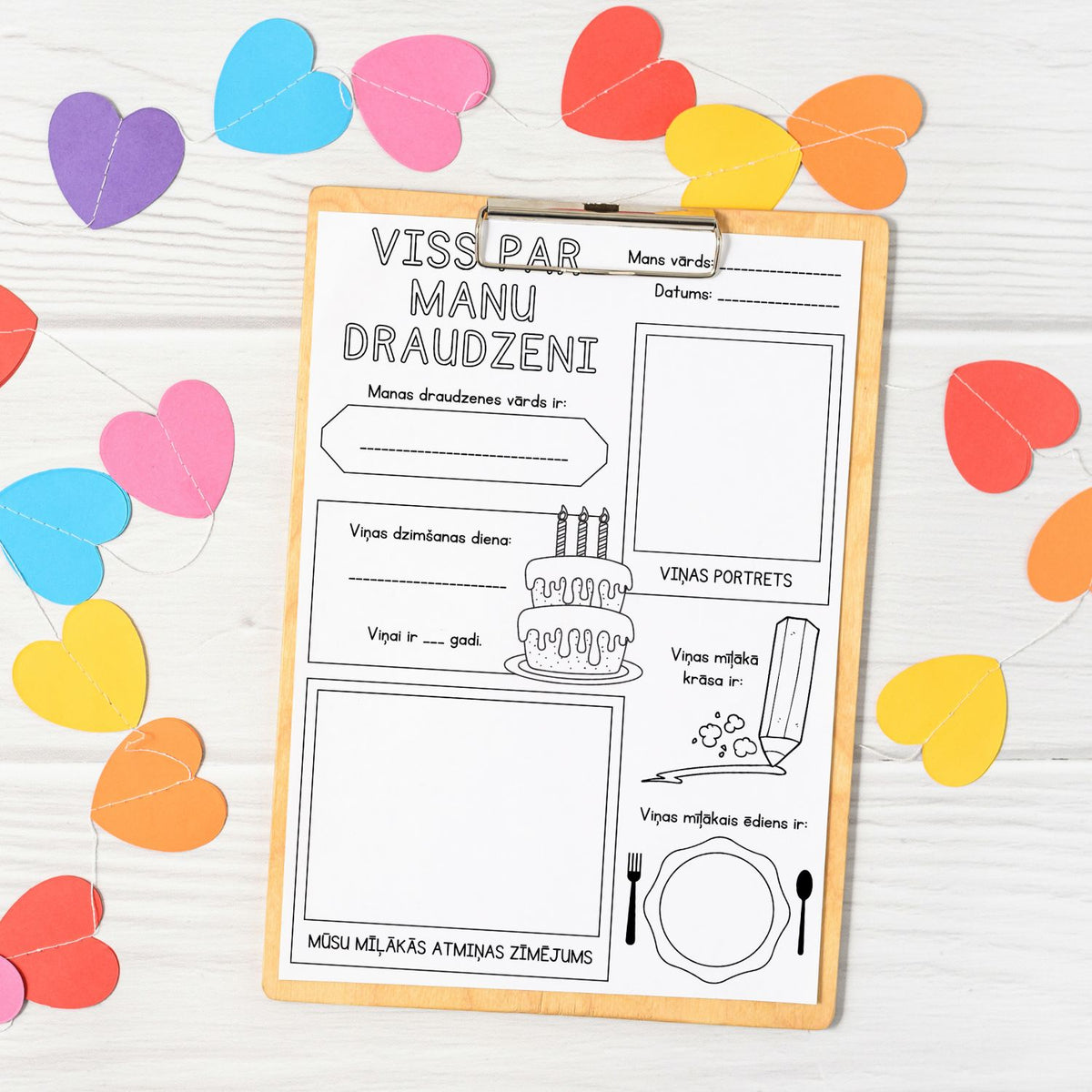 Darba lapa “Viss par manu draudzeni” – mācību materiāls bērniem