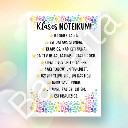 Klases noteikumi - plakāts