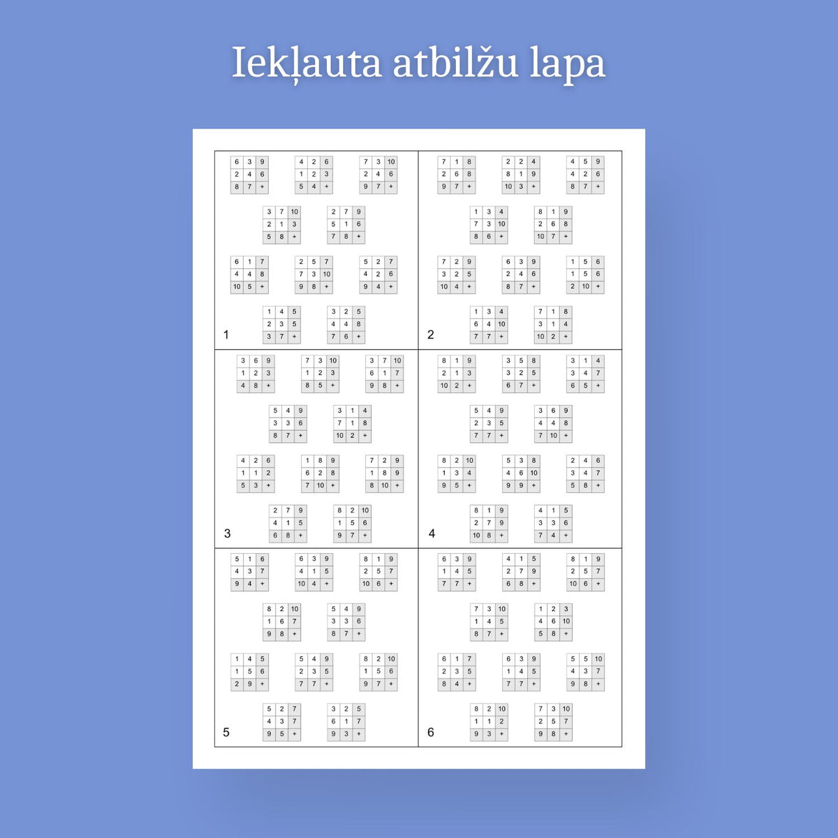 Saskaitīšanas Kvadrāti līdz 10 - Iekļauta atbilžu lapa vieglai zināšanu pārbaudei